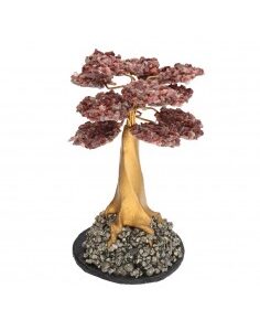 ARBOL DE JASPE ROJO MINI CON BASE DE PIRITA